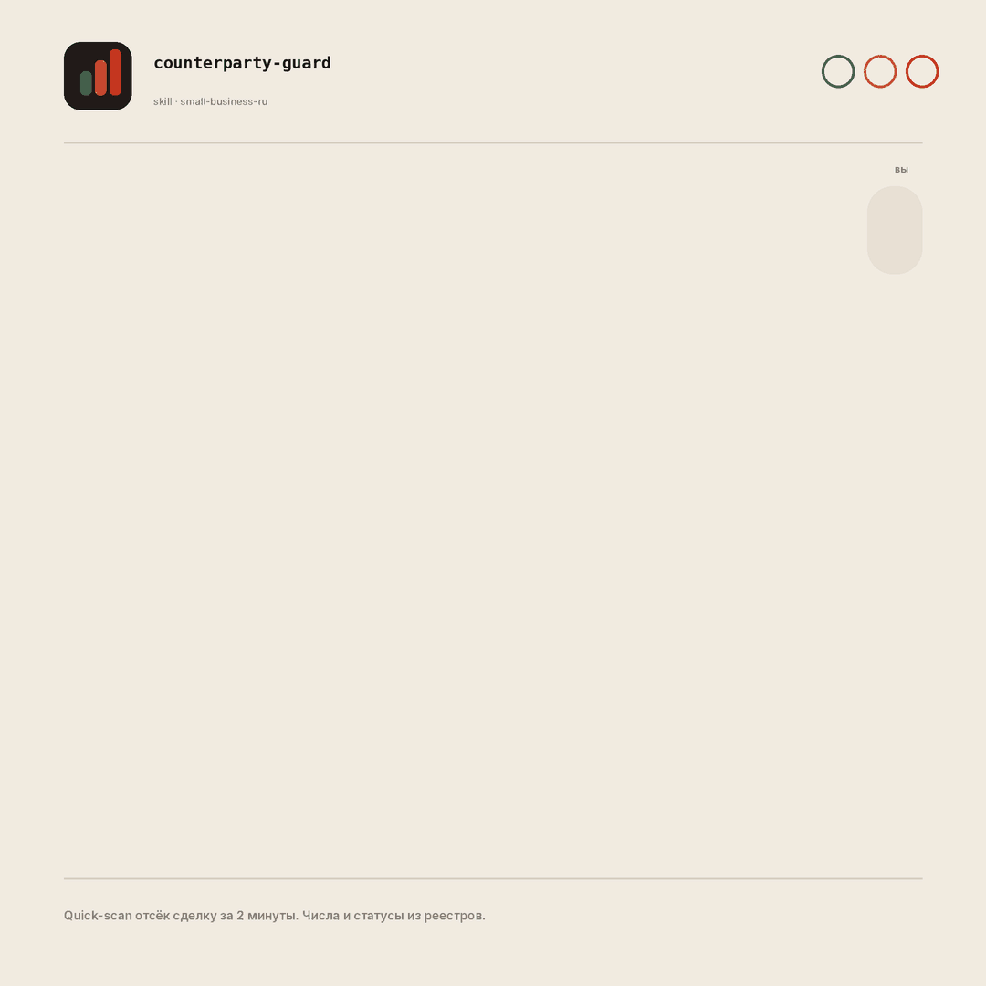 Демонстрация counterparty-guard: проверка контрагента по ИНН со сведением реестров в светофор риска